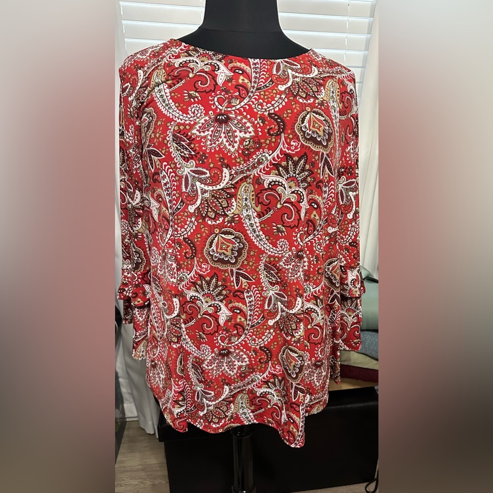 Ruby Rd. Burnt Orange Paisley Dress